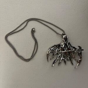 The Grim Reaper Charm Pendant Necklace Silver 24" Box Chain Death Dealer